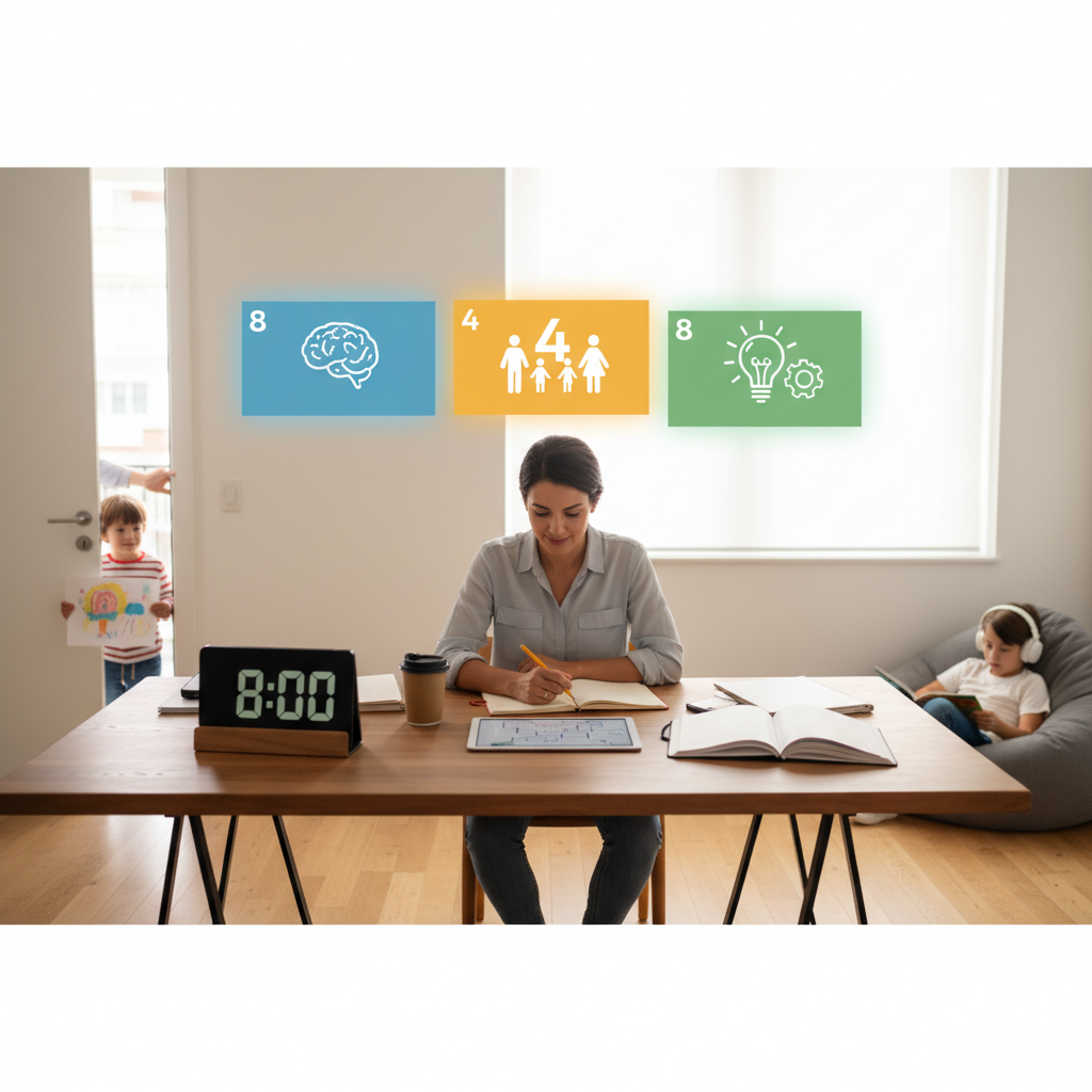 How the 8-4-8 Deep Work Method Prevents Creative Block While Managing Family Interruptions During Home-Based Projects