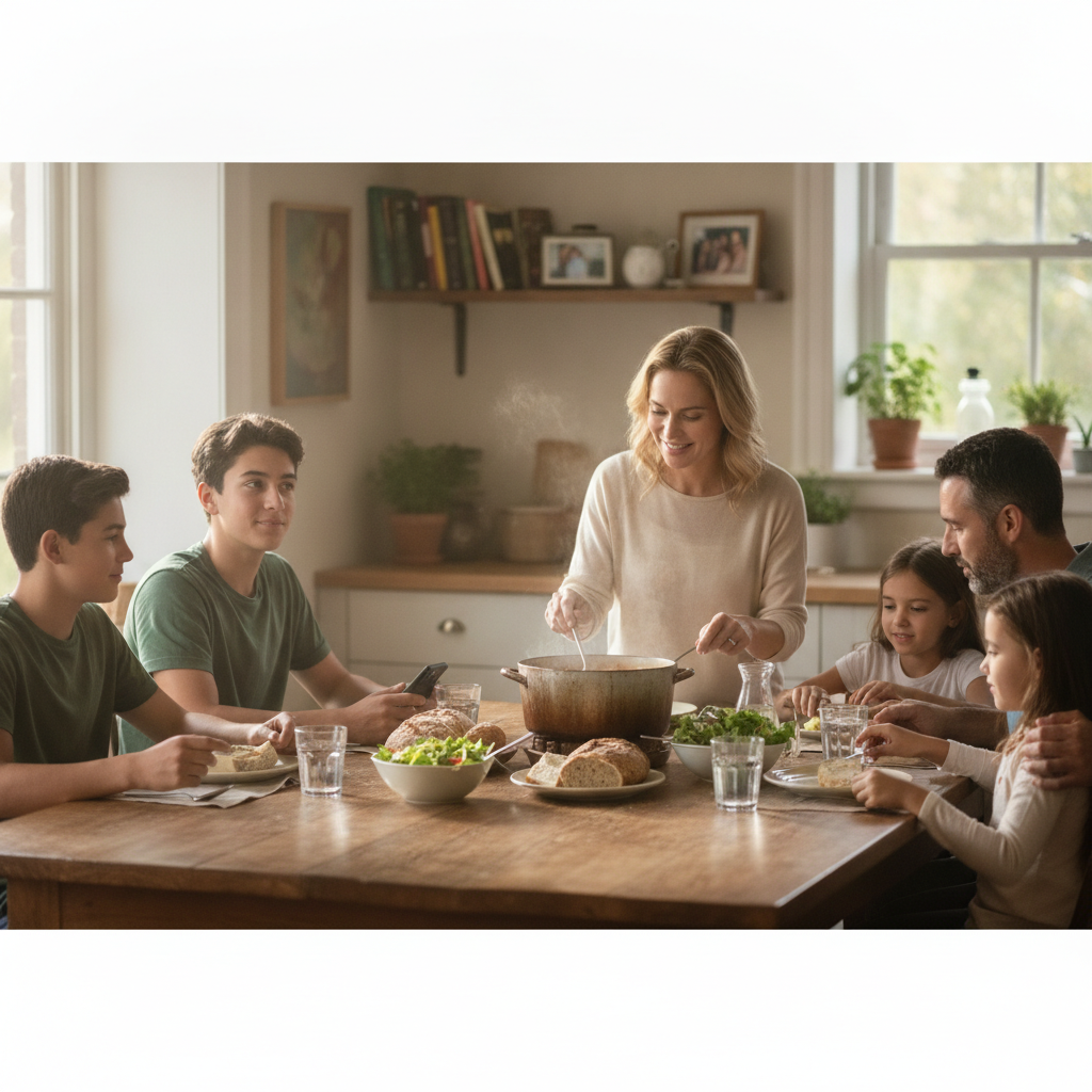 How Introducing a Shared Weekly Meal Ritual Into a Household Gradually Repairs Disconnected Relationships Without Forced Conversation