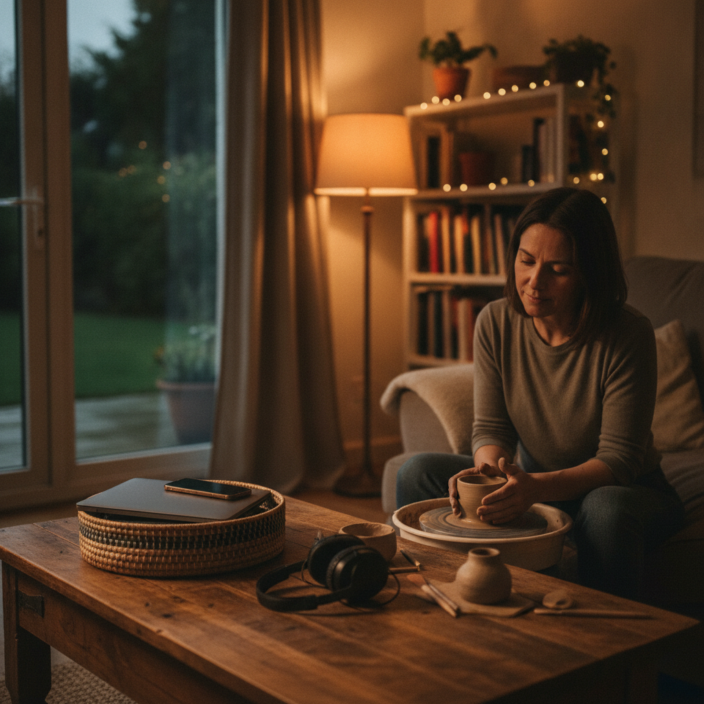 How Setting a Hard Cutoff on Weekday Screen-Based Tasks and Replacing That Window With a Low-Stimulation Hobby Changes Your Weekend Restfulness