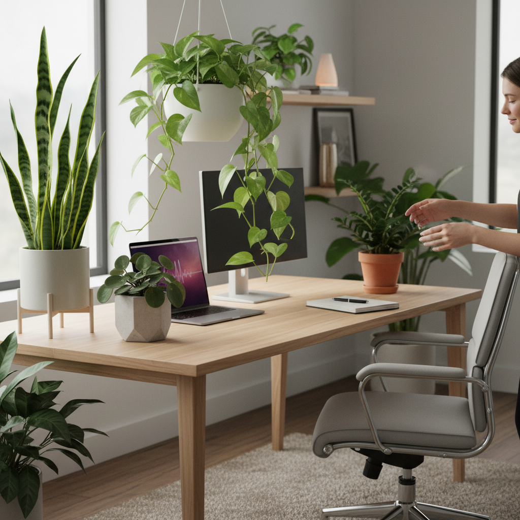 How Desk Plant Placement and Species Selection Affect Indoor Air Purification and Mental Well-Being During Work Hours