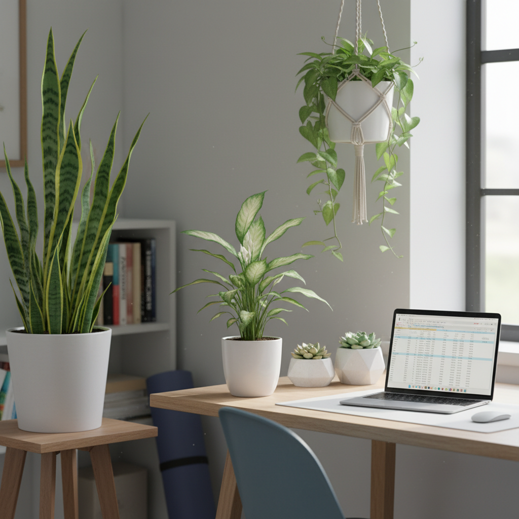 How Desk Plant Placement and Species Selection Affect Indoor Air Purification and Mental Well-Being During Work Hours